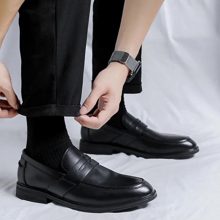 GZZ Dress Shoes Men Low Top Black-10