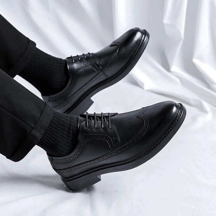 GZZ Dress Shoes Men Low Top Black-8