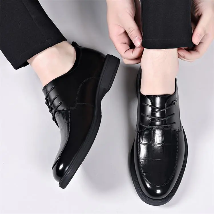 GZZ Dress Shoes Men Low Top Black-9