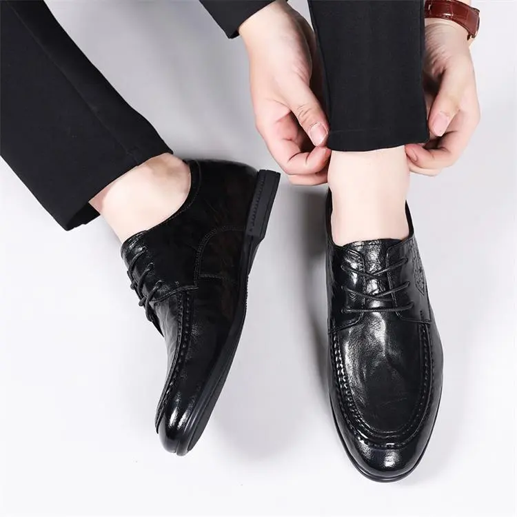 GZZ Dress Shoes Men Low Top Black-6