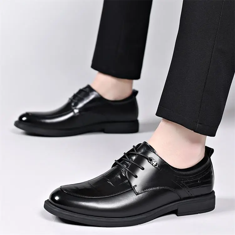 GZZ Dress Shoes Men Low Top Black-5