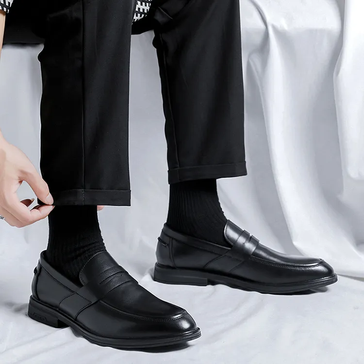 GZZ Dress Shoes Men Low Top Black-12