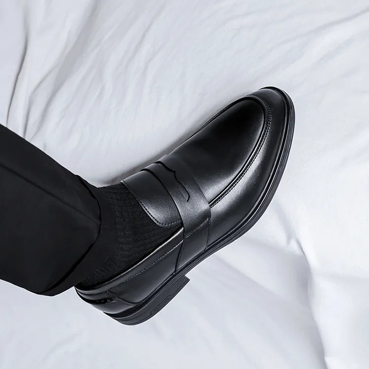 GZZ Dress Shoes Men Low Top Black-7