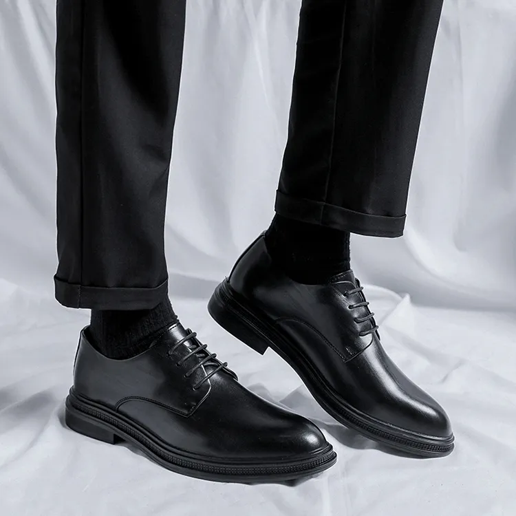 GZZ Dress Shoes Men Low Top Black-9