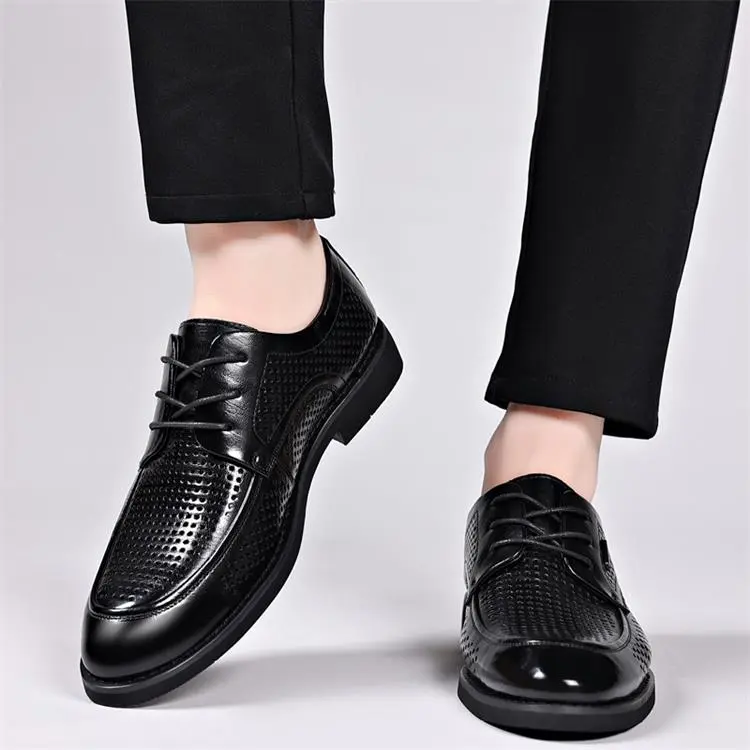GZZ Dress Shoes Men Low Top Black-9