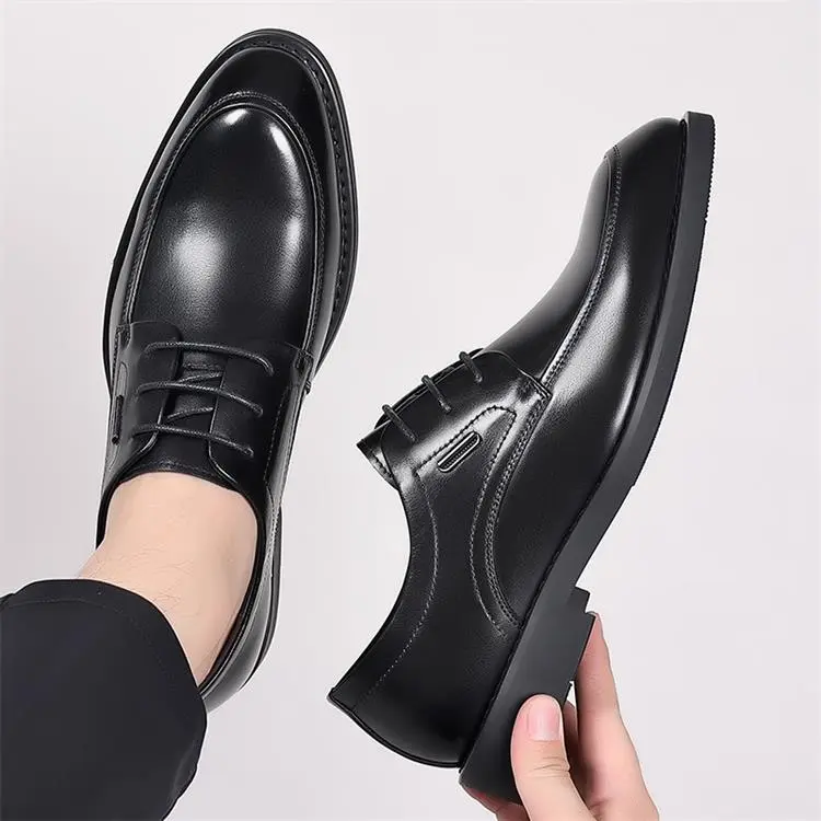 GZZ Dress Shoes Men Low Top Black-8