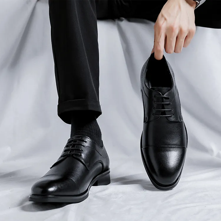 GZZ Dress Shoes Men Low Top Black-15