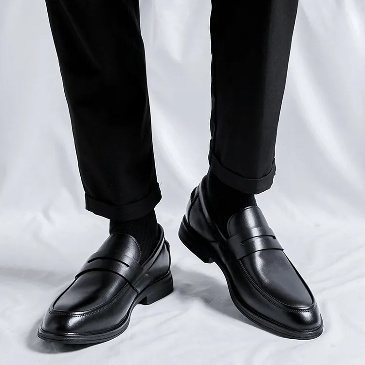 GZZ Dress Shoes Men Low Top Black-8