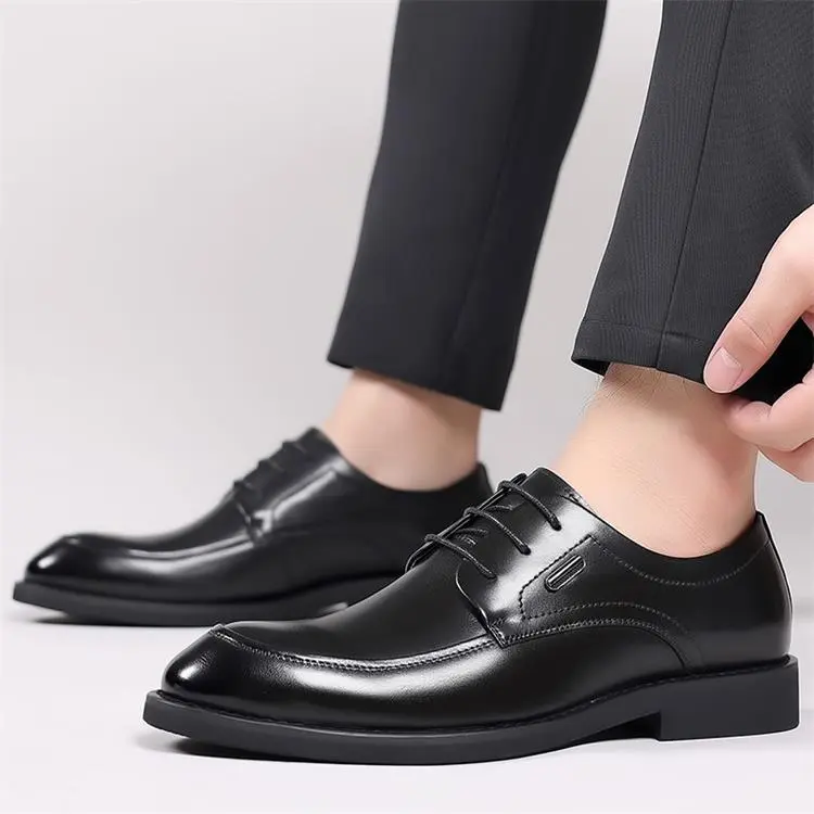 GZZ Dress Shoes Men Low Top Black-6
