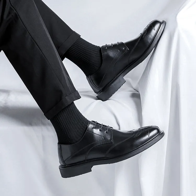GZZ Dress Shoes Men Low Top Black-11