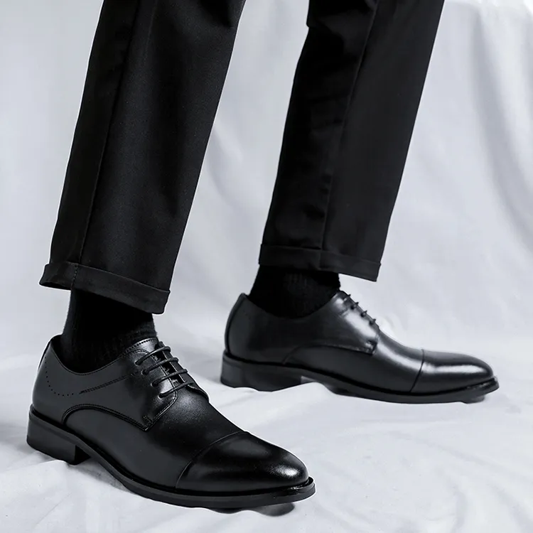 GZZ Dress Shoes Men Low Top Black-11