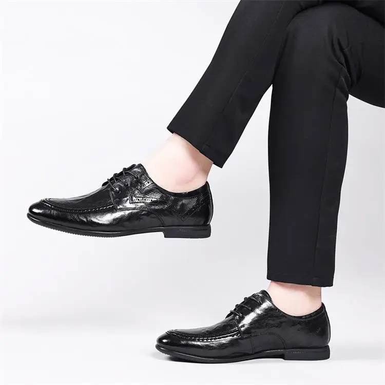 GZZ Dress Shoes Men Low Top Black-5