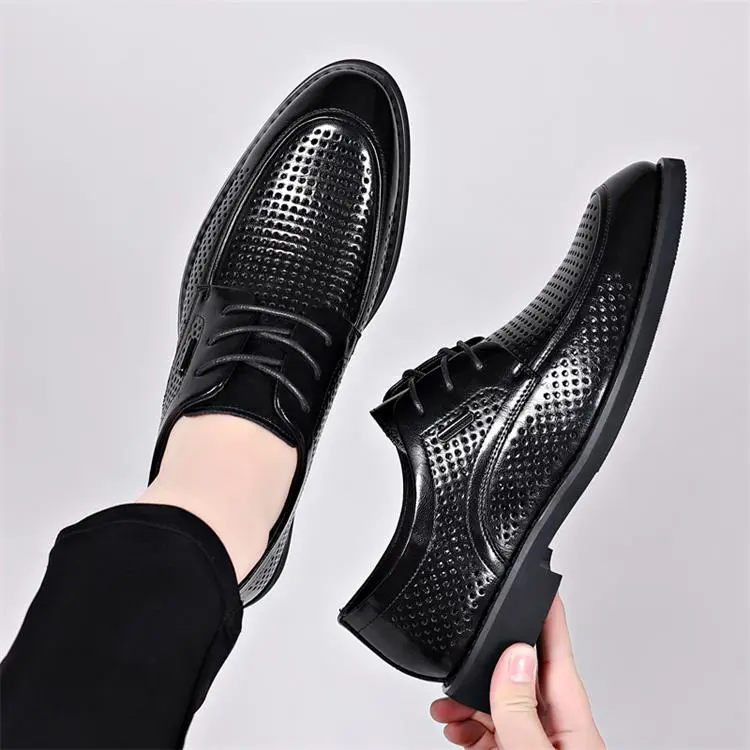 GZZ Dress Shoes Men Low Top Black-10