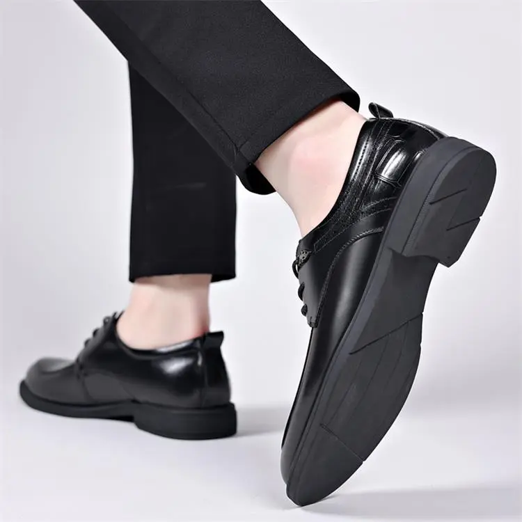 GZZ Dress Shoes Men Low Top Black-7