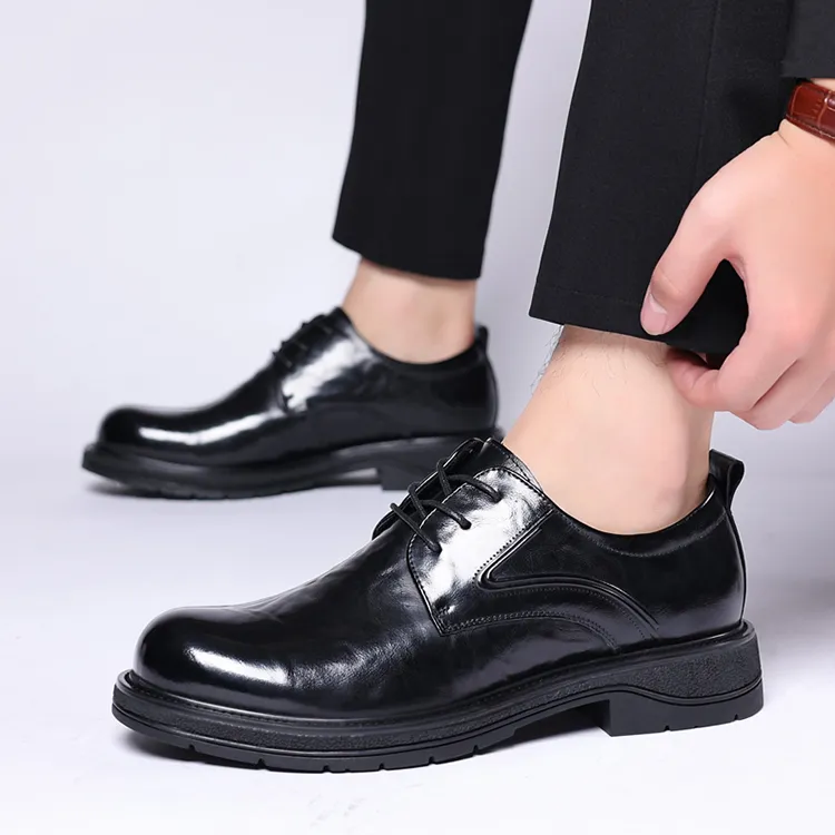GZZ Dress Shoes Men Low Top Black/Brown-5
