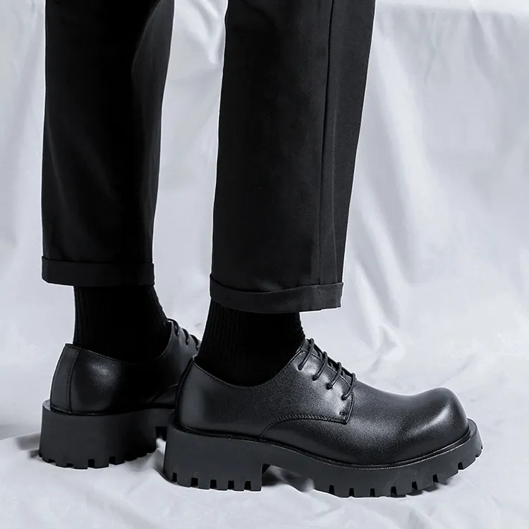 GZZ Dress Shoes Men Low Top Black-15
