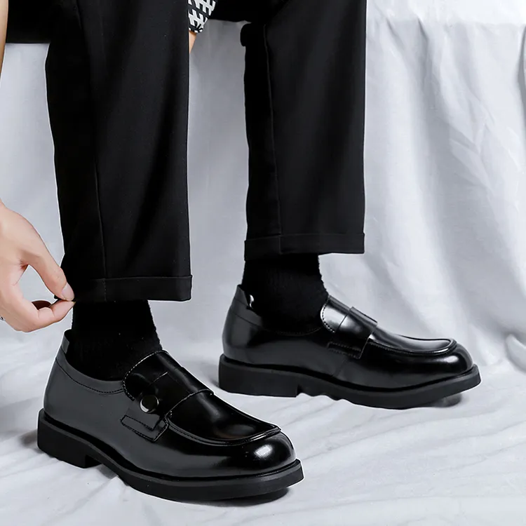 GZZ Dress Shoes Men Low Top Black-11