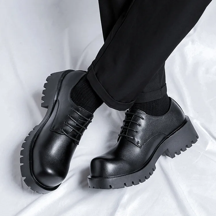 GZZ Dress Shoes Men Low Top Black-14