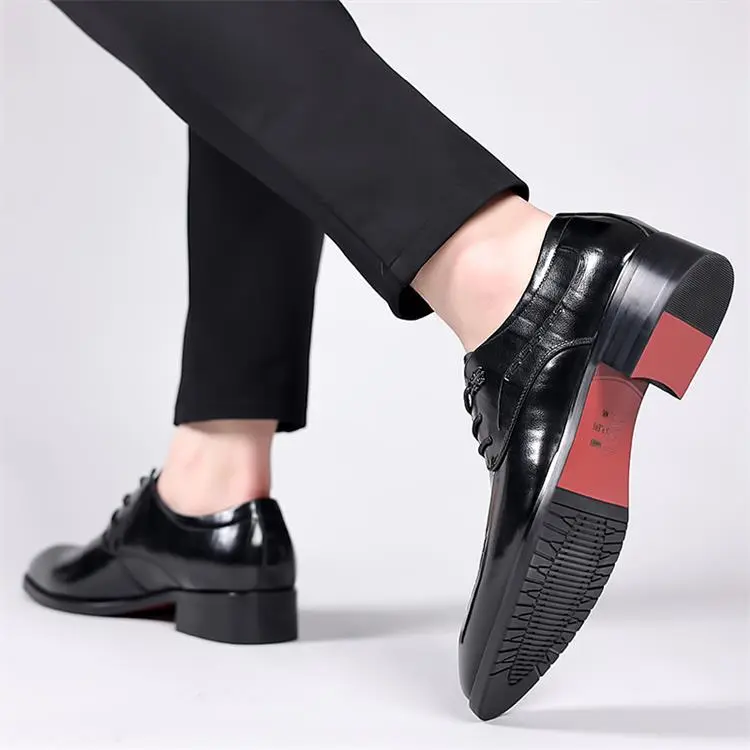 GZZ Dress Shoes Men Low Top Black-7