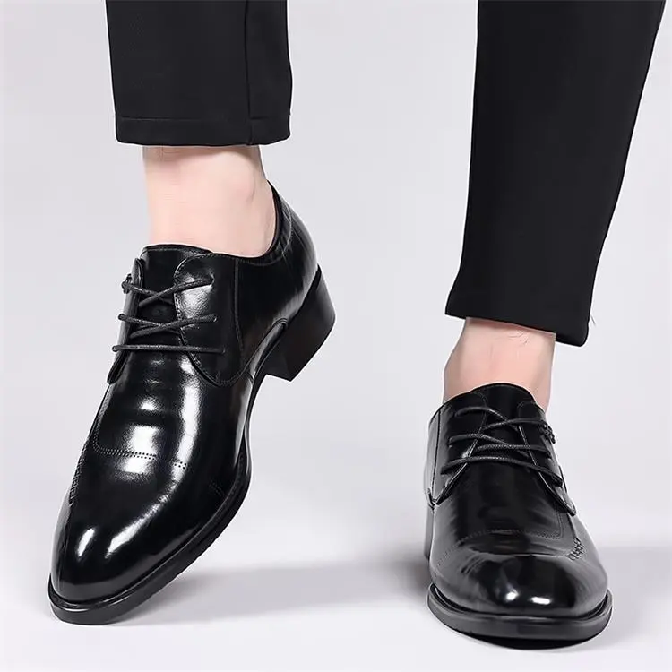 GZZ Dress Shoes Men Low Top Black-8