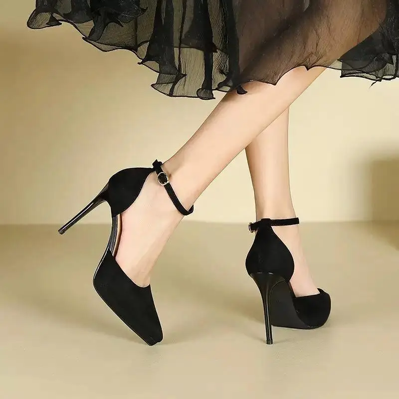 Feo Dvke Slim Heel High Heels Women's Black Gift Box Set-7