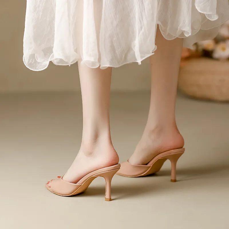 Feo Dvke Rubber Sole Slip Resistant Slide Slippers Women's Nude-4
