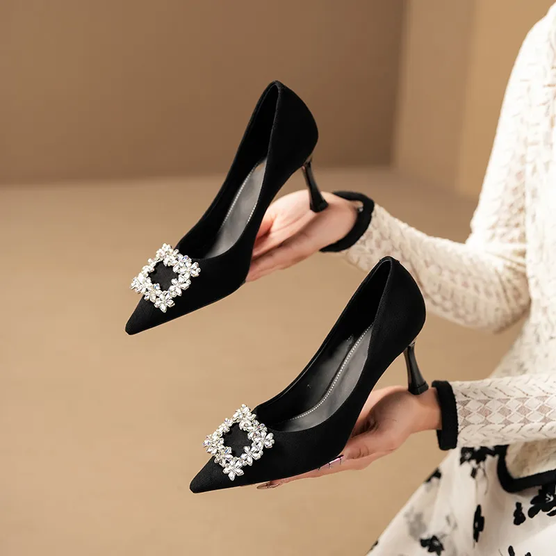 Feo Dvke Slim Heel High Heels Women's Black Gift Box Set-9