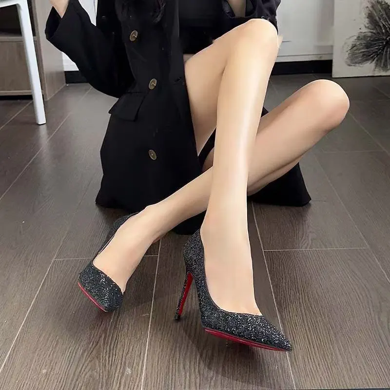 Feo Dvke Slim Heel High Heels Women's Black Gift Box Set-11