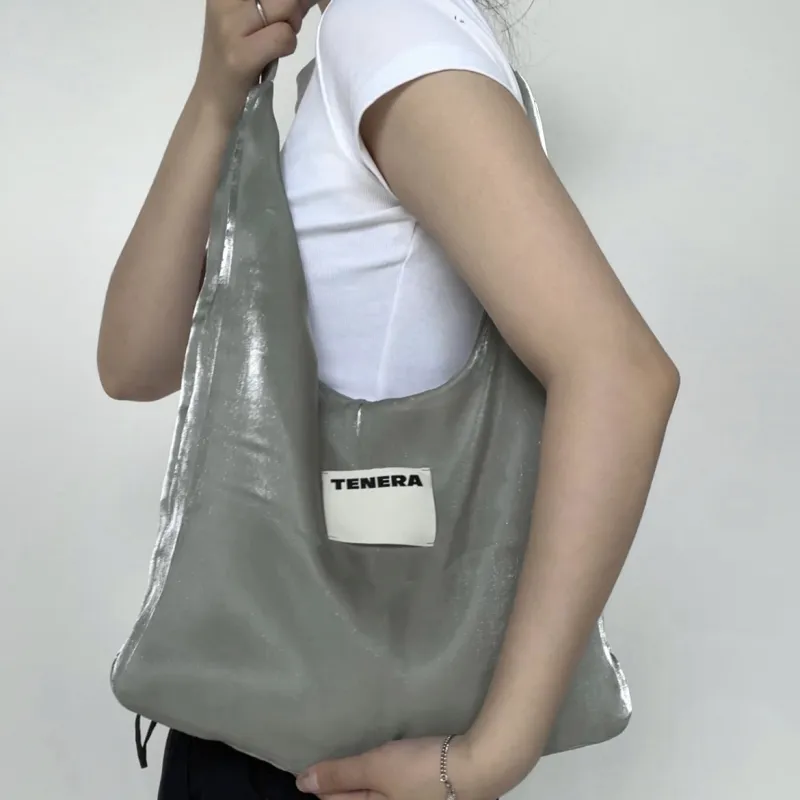 Tenera Recycled Polyester Shoulder Bag Regular Women's Pink/Ice Blue/Tea Gray/Dark Purple/Light Purple/Pearl White-5