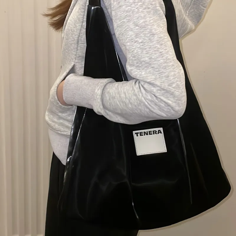 Tenera Biodegradable Artificial Leather Shoulder Bag Regular Women's Black-1