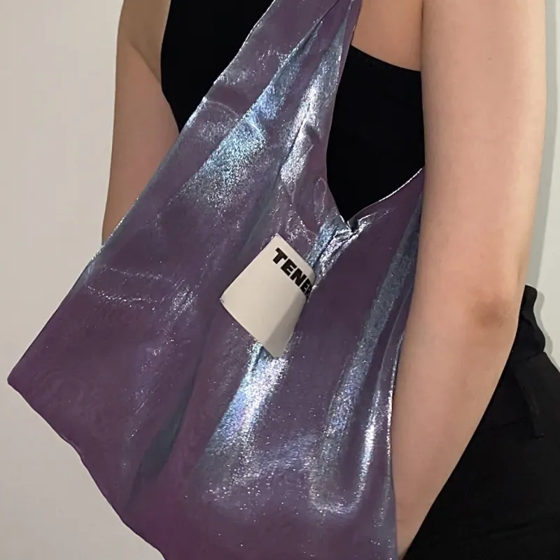 Tenera Recycled Polyester Shoulder Bag Regular Women's Pink/Ice Blue/Tea Gray/Dark Purple/Light Purple/Pearl White-11