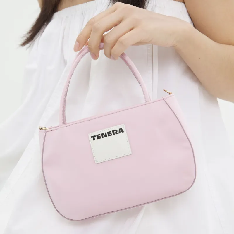 Tenera Environmentally Friendly Plain Leather Material One Shoulder Handbag Unisex Taro Purple-2