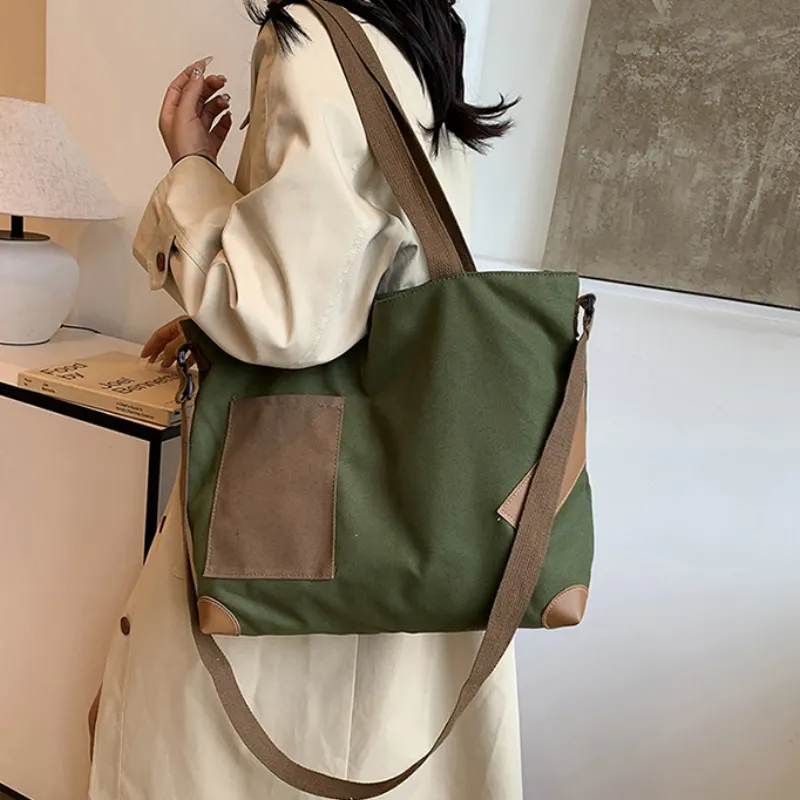 Xmithie Canvas Bag Crossbody Bag Regular Unisex White/Khaki/Black/Green-19