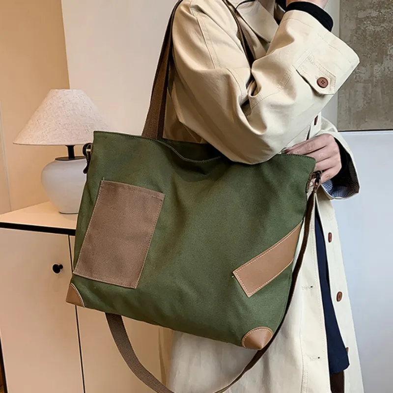 Xmithie Canvas Bag Crossbody Bag Regular Unisex White/Khaki/Black/Green-17