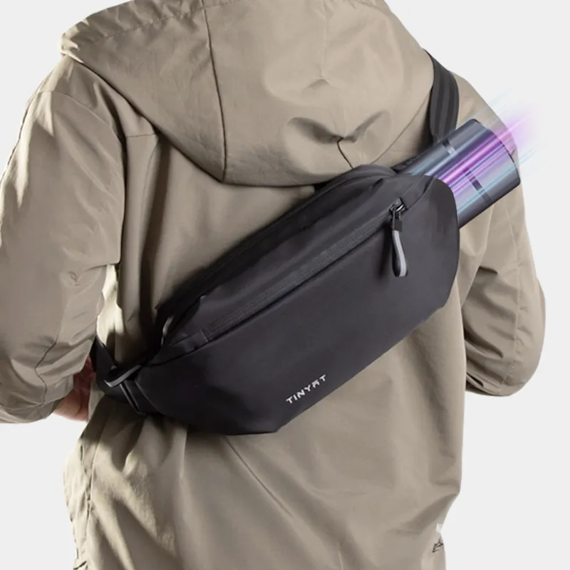 TINYAT Polyester Fanny Pack Small Size Unisex Black/Gray-3