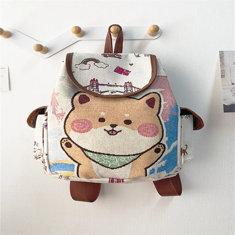 TINYAT Canvas Backpack Regular Women's Multicolor-1
