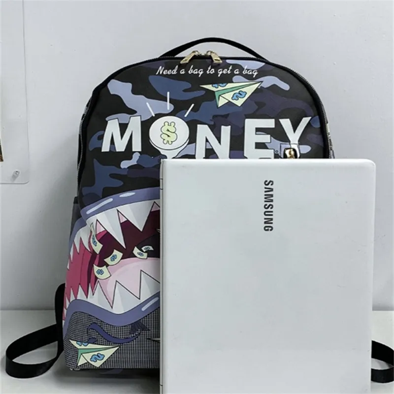 TINYAT PU Backpack Unisex Black Spray Coating-1