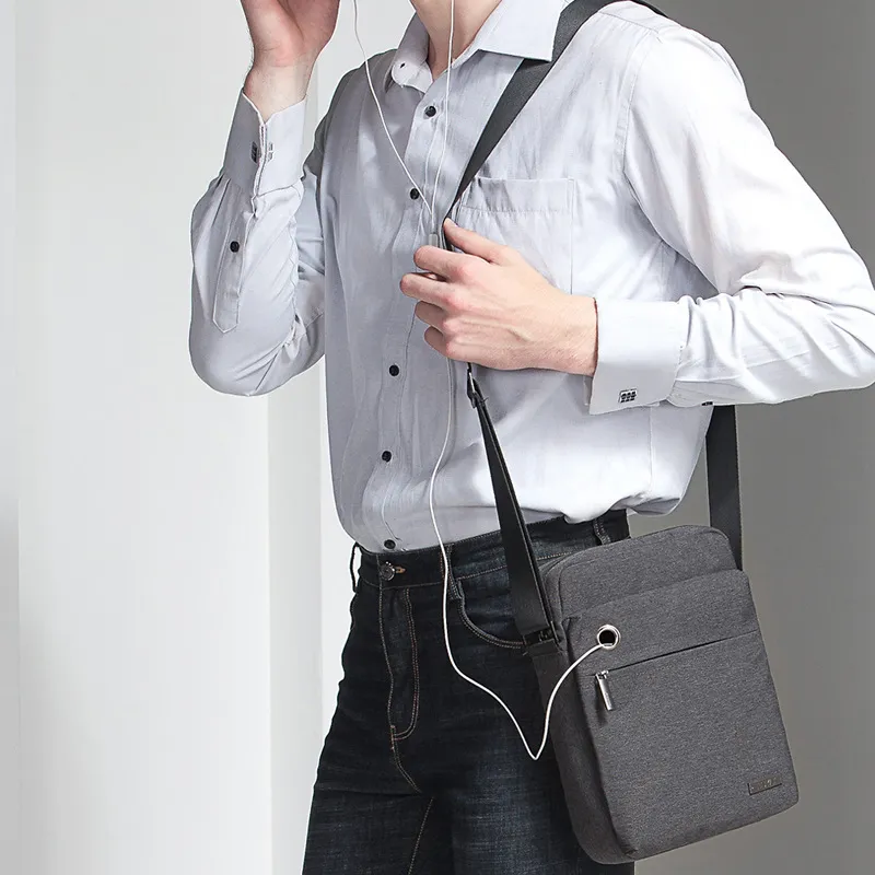 TINYAT Polyester Cell Phone Pouch Shoulder Bag Unisex Blue Gray-4