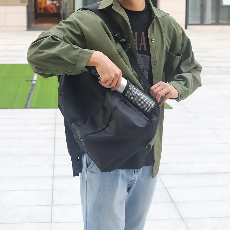 TINYAT Fabric Backpack Unisex Black-3