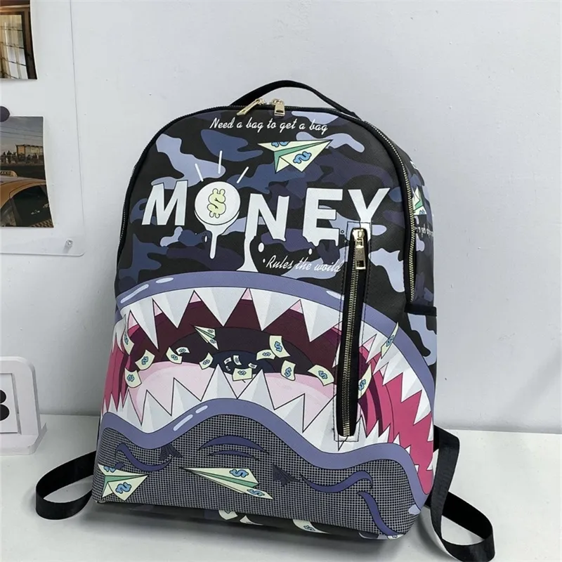 TINYAT PU Backpack Unisex Black Spray Coating-2
