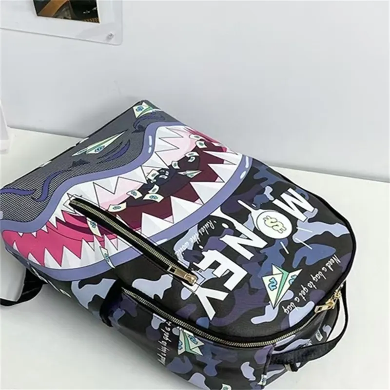 TINYAT PU Backpack Unisex Black Spray Coating-4