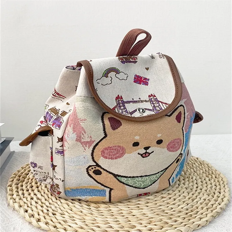 TINYAT Canvas Backpack Regular Women's Multicolor-2
