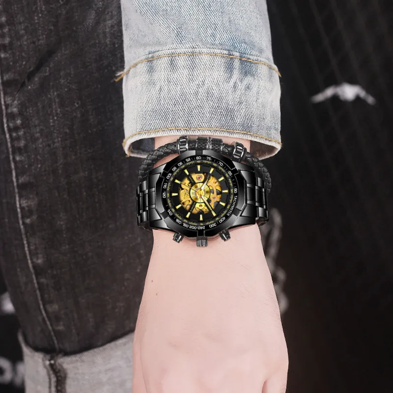 AIYISHI Automatic Mechanical Movement Watch Men's Watches Cut-Out Dial-10
