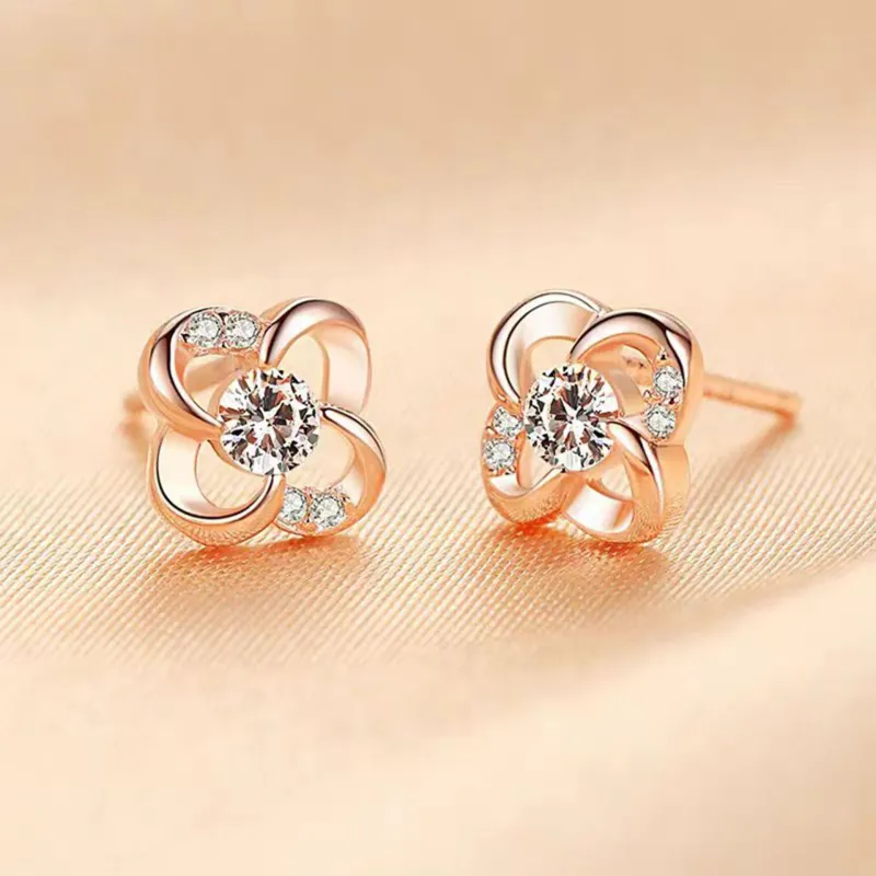 WEEKISS 18K Gold Stud Earrings Women's Rose Gold-3
