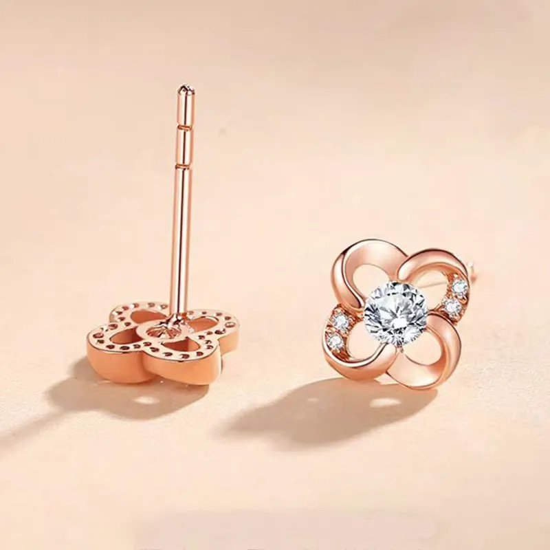 WEEKISS 18K Gold Stud Earrings Women's Rose Gold-2