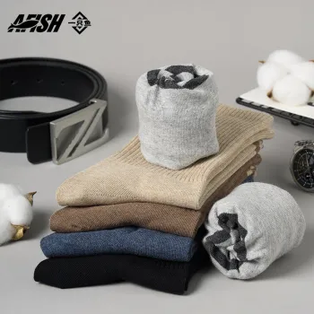 AFISH Mid Calf Socks Men's 5 Pack Shopping Bag