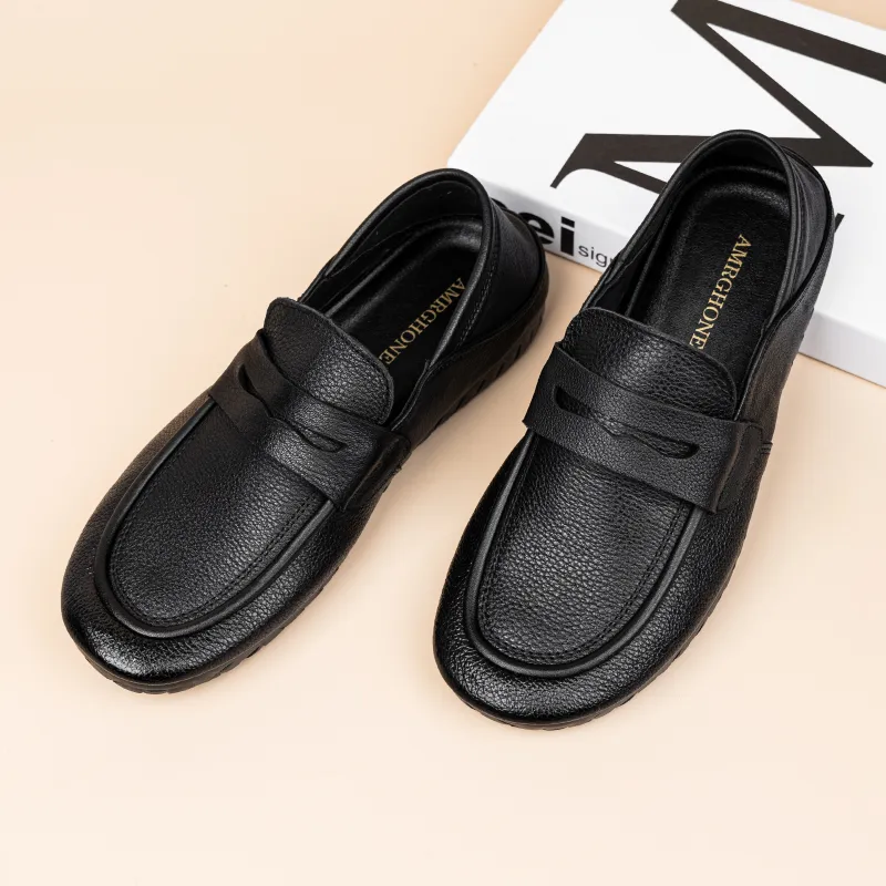 AMRGHONE Loafers Flat Men's Black-7