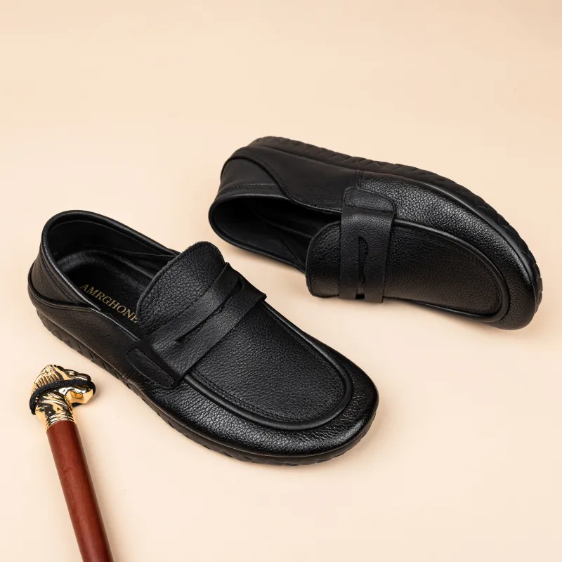 AMRGHONE Loafers Flat Men's Black-3