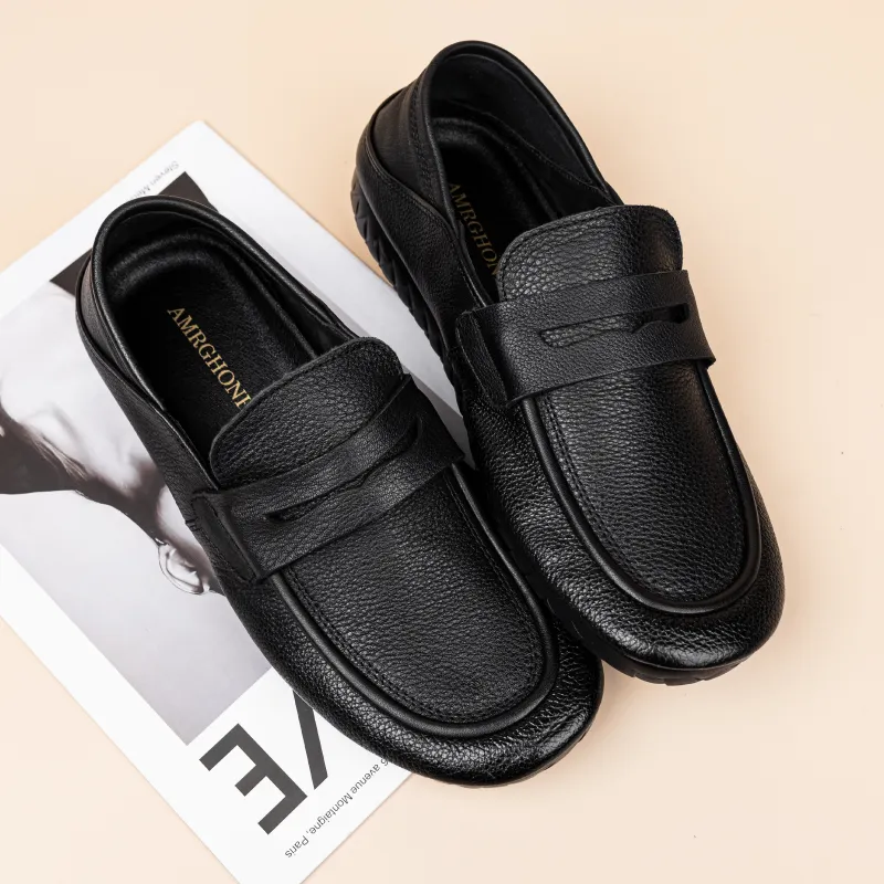 AMRGHONE Loafers Flat Men's Black-6