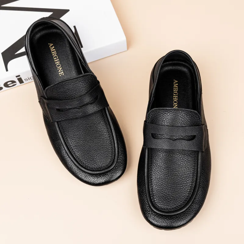 AMRGHONE Loafers Flat Men's Black-1